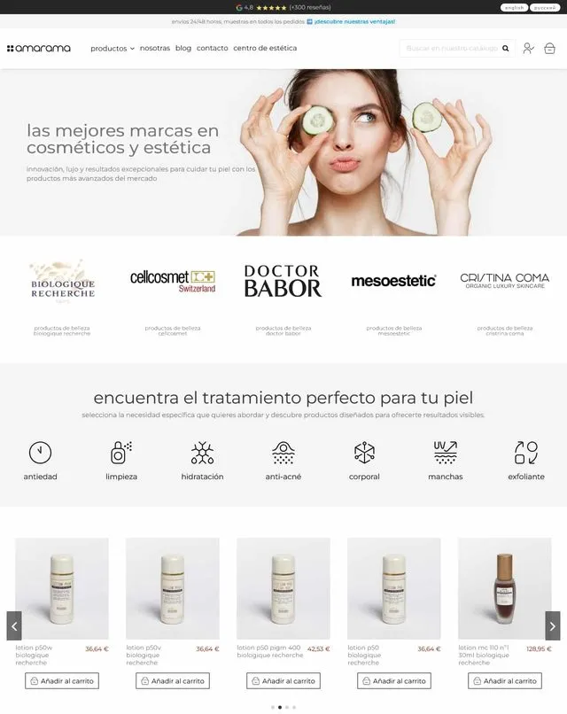 amarama website (Online cosmetics)
