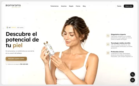 Homepage of the amarama website