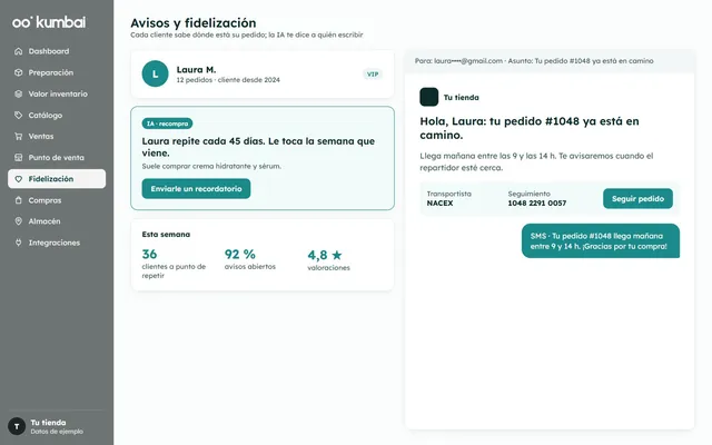 Kumbai: customer notifications