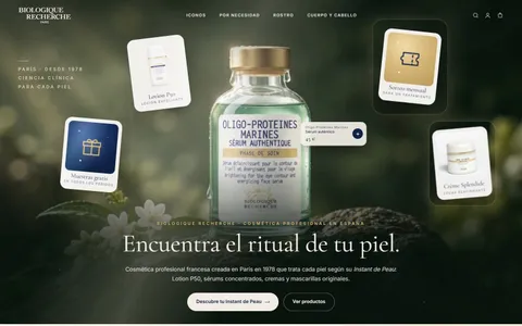 Homepage of the Biologique Recherche website