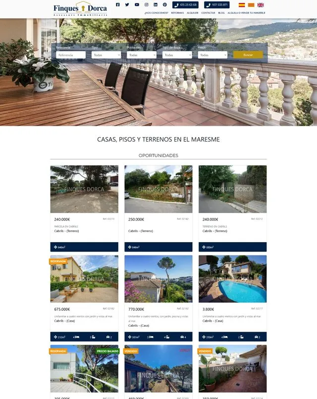 Finques Dorca website (Estate agent)