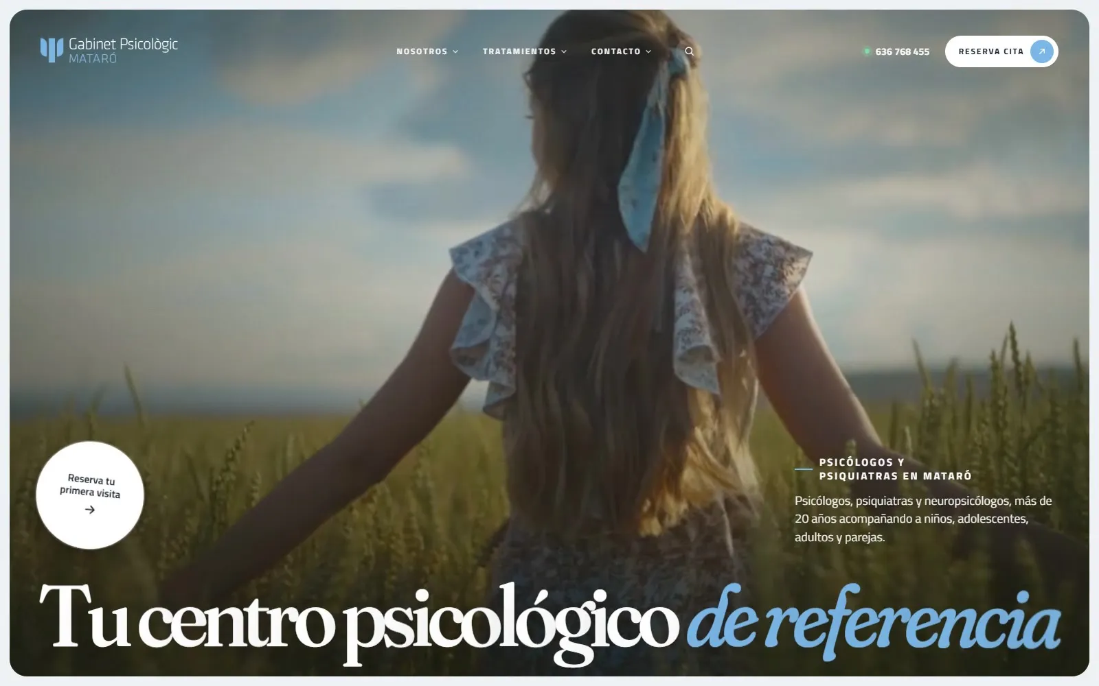 Homepage of the Gabinet Psicològic Mataró website (Psychology centre)