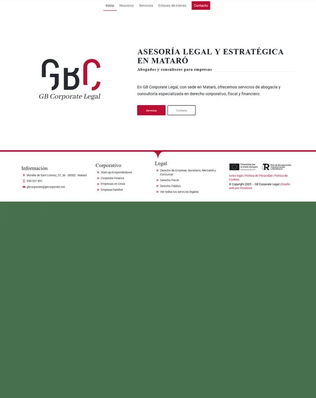 GB Corporate Legal website (Legal advice)