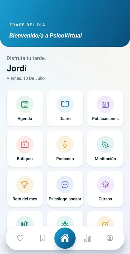 Psicovirtual: home screen
