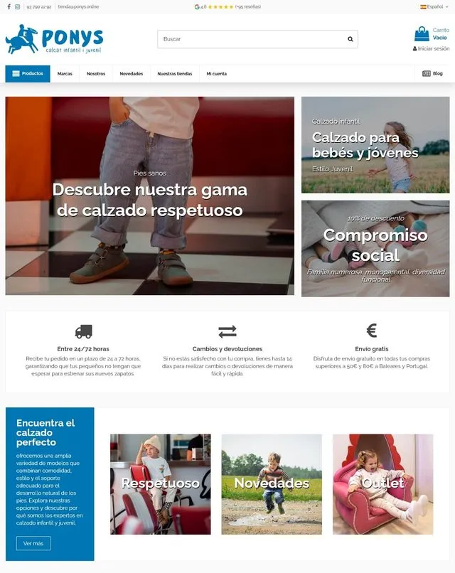 ponys.online website (Children’s and youth footwear)