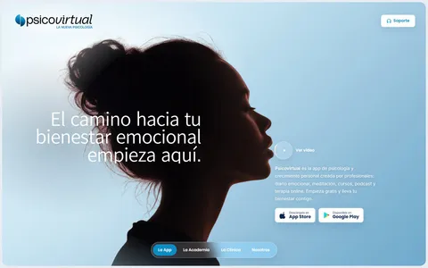Homepage of the Psicovirtual website