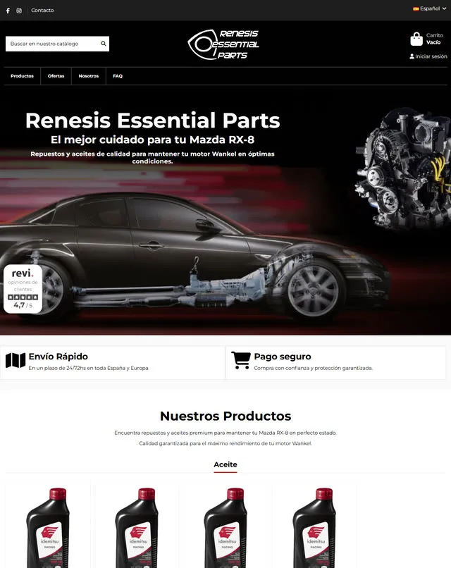 Renesis Essential Parts website (Mazda RX-8 spare parts)