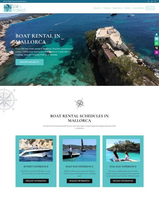Sail&Protect website (Boat hire)