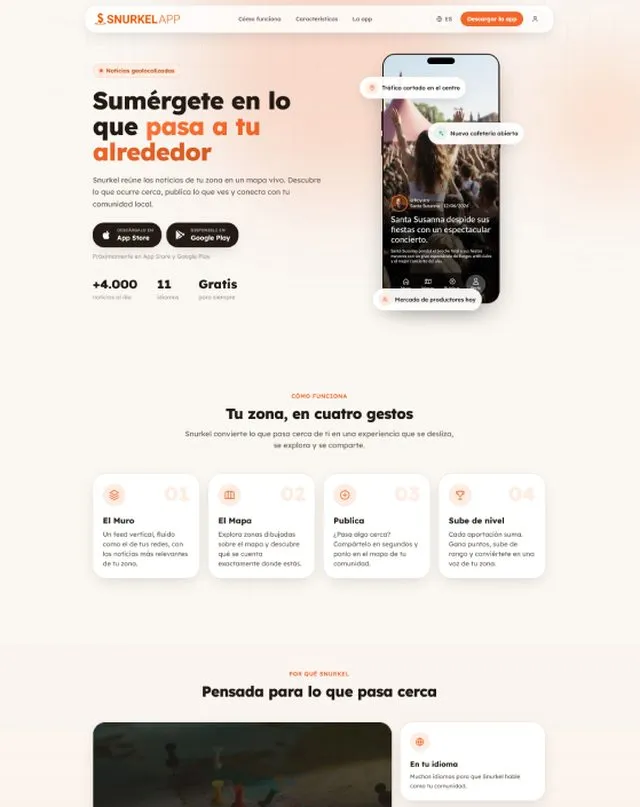 Snurkel website (Geolocated news)