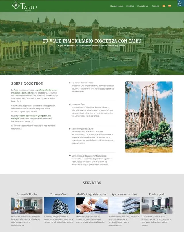 Tairu Barcelona website (Estate agent)