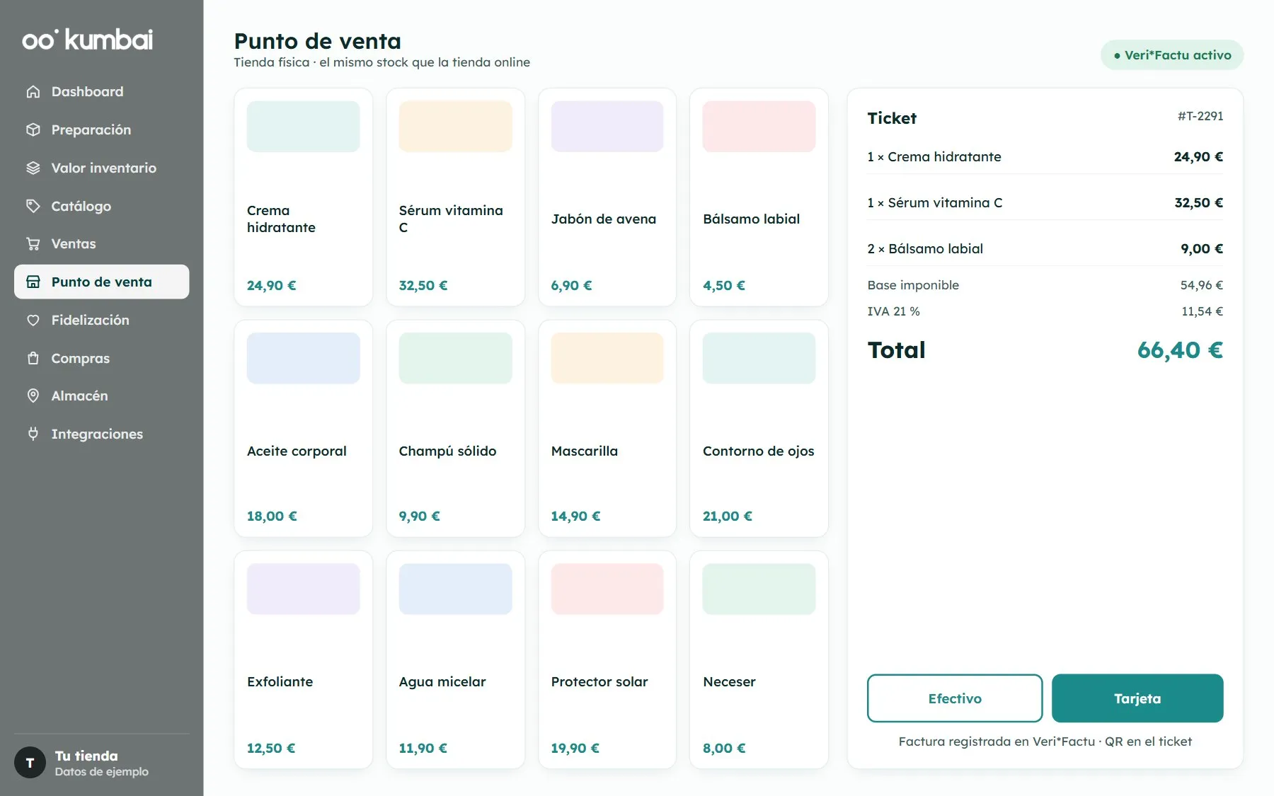 Kumbai: point of sale with Veri*Factu