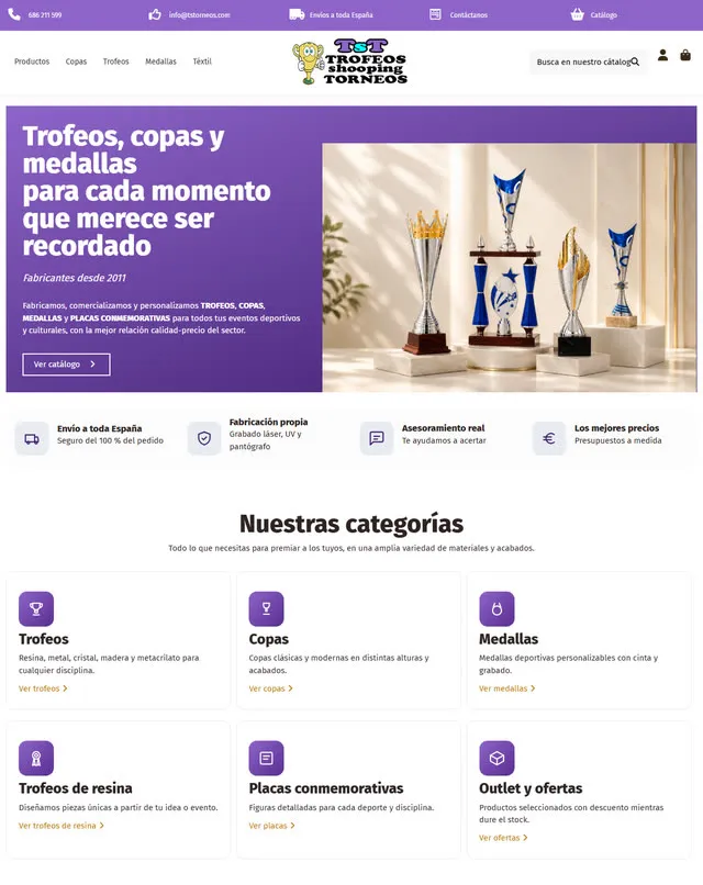 Trofeos Shopping Torneos website (Trophies and medals)