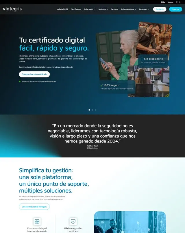 Vintegris website (Certifications)